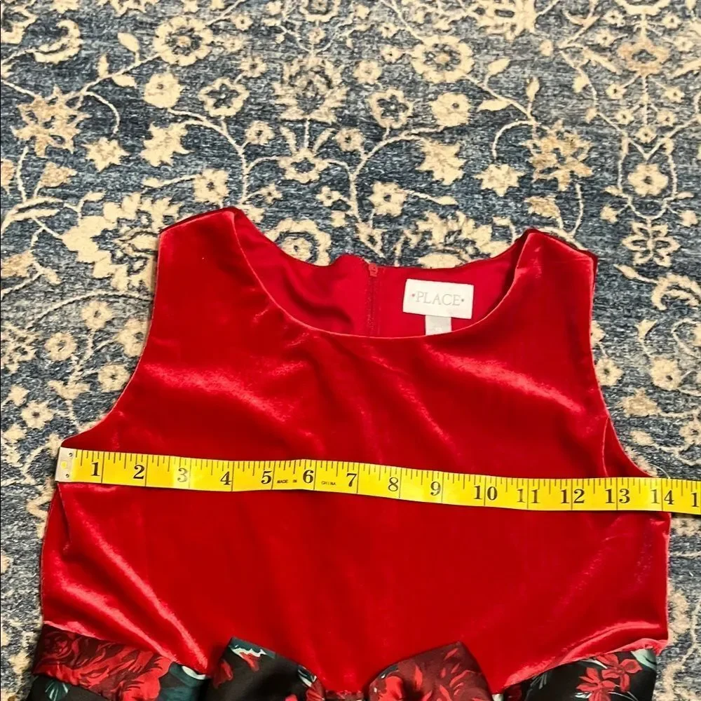The Children’s Place Big Girls’ Red Black Floral Dress Holiday Party Birthday